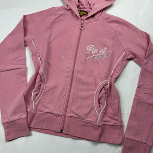 Baby pink zip up hoodie  (M)