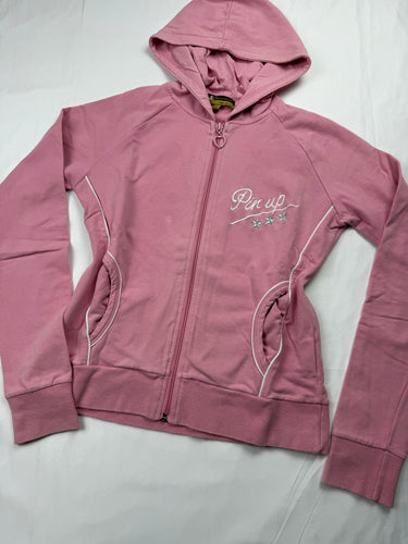 Baby pink zip up hoodie  (M)