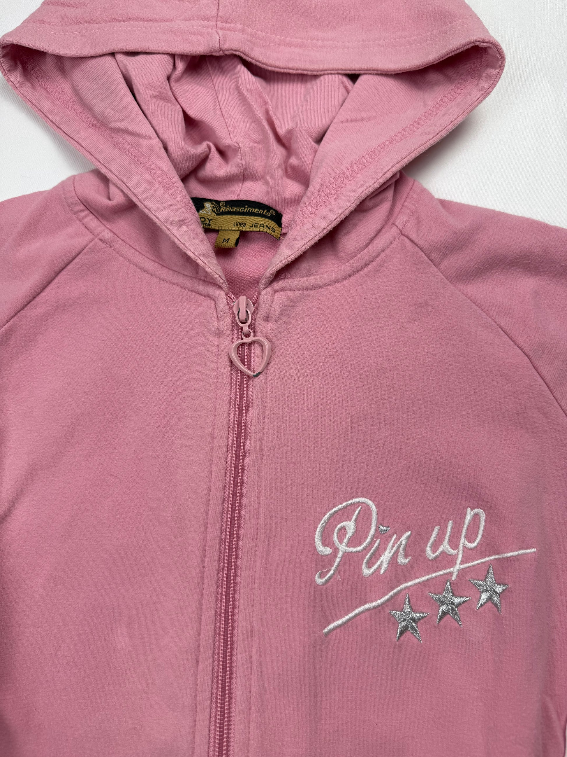 Baby pink zip up hoodie  (M)