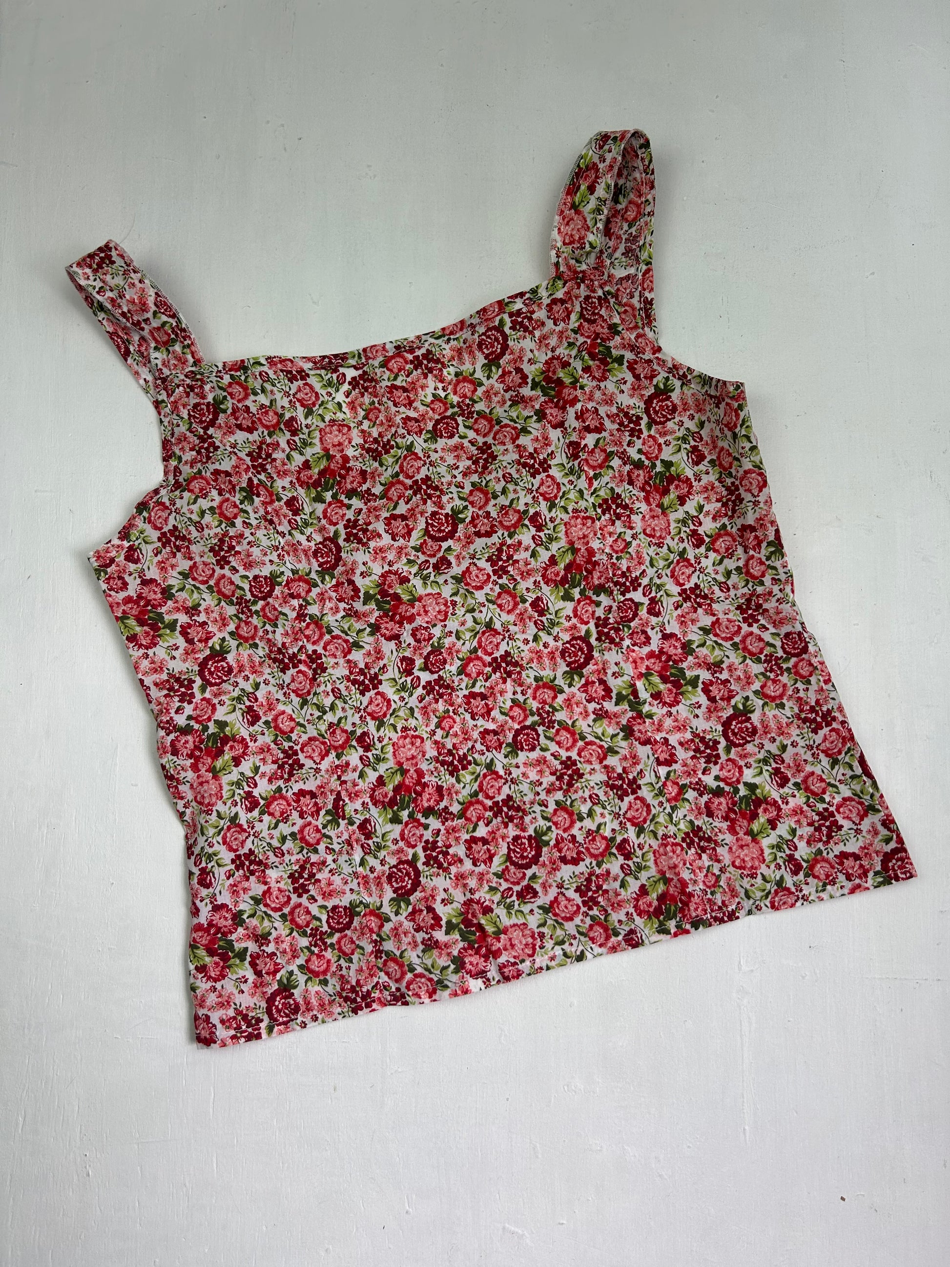 Red floral summer cami top (S/M)