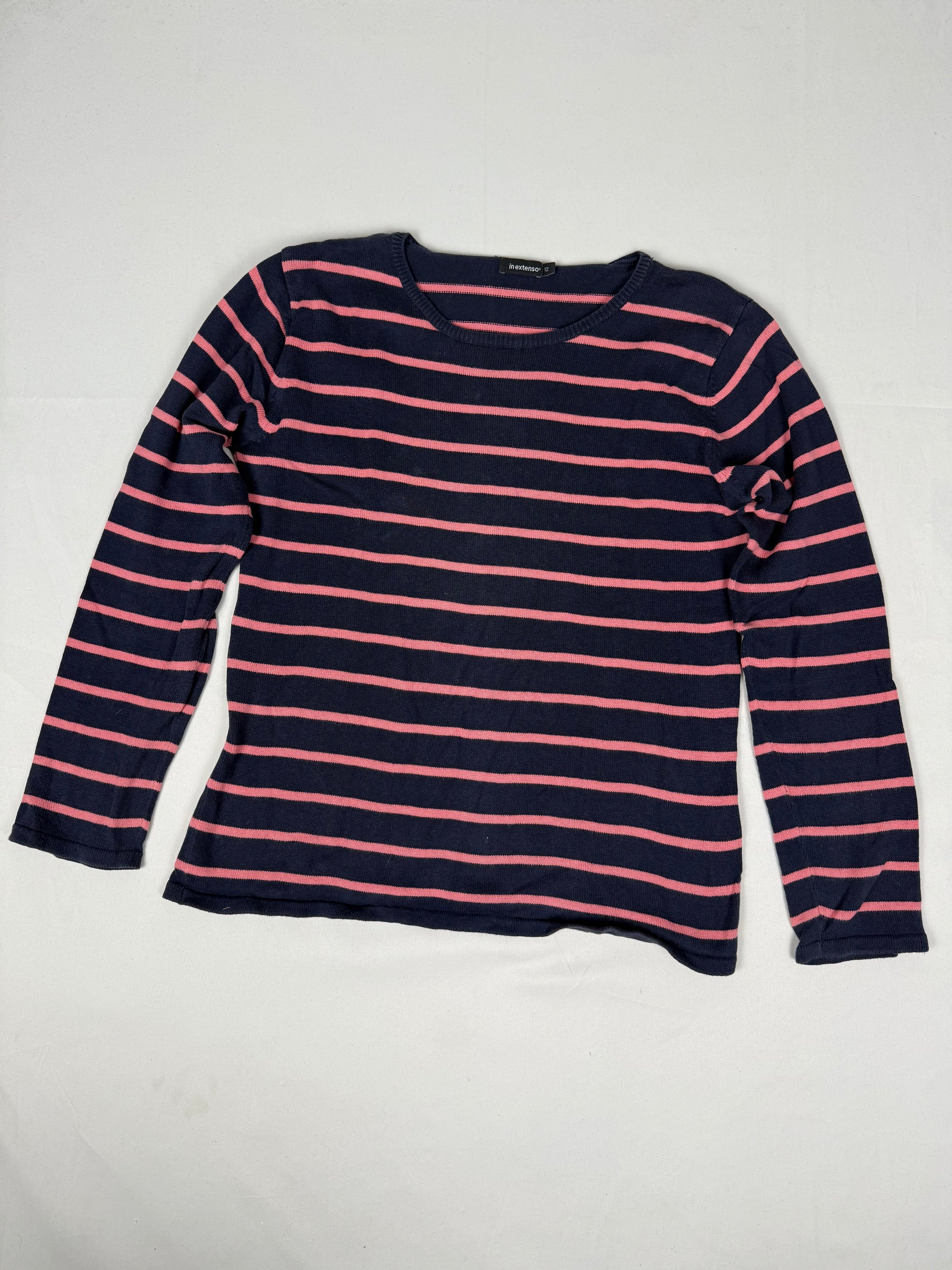 Striped navy & pink cotton jumper (S)