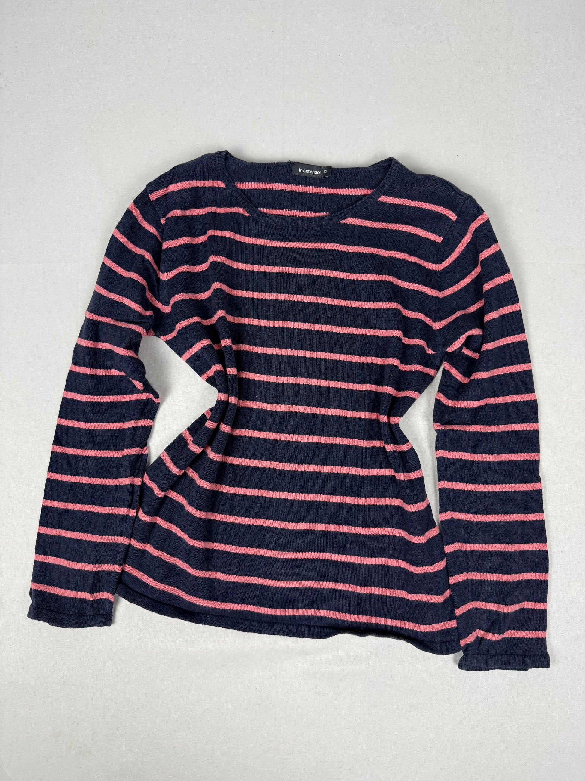 Striped navy & pink cotton jumper (S)