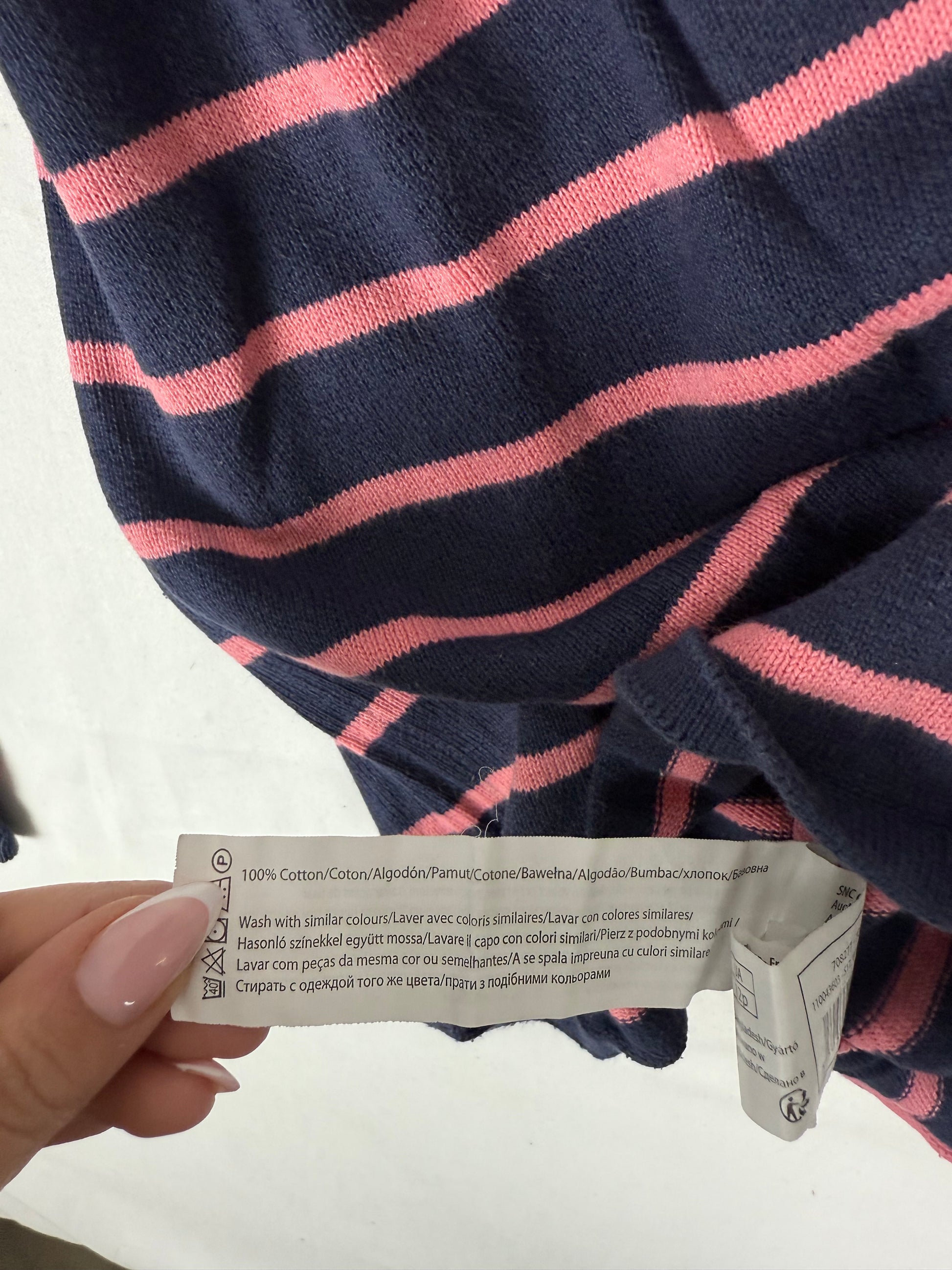 Striped navy & pink cotton jumper (S)