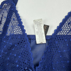 Blue mesh see trough babydoll mini dress (M)
