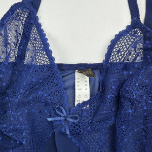 Blue mesh see trough babydoll mini dress (M)