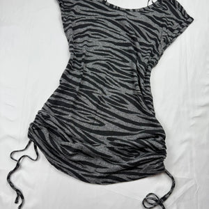 Grey tiger print ruched tee (XS/S)