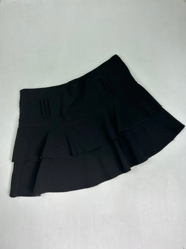 Black pleated office low rise mini skirt (S/M)