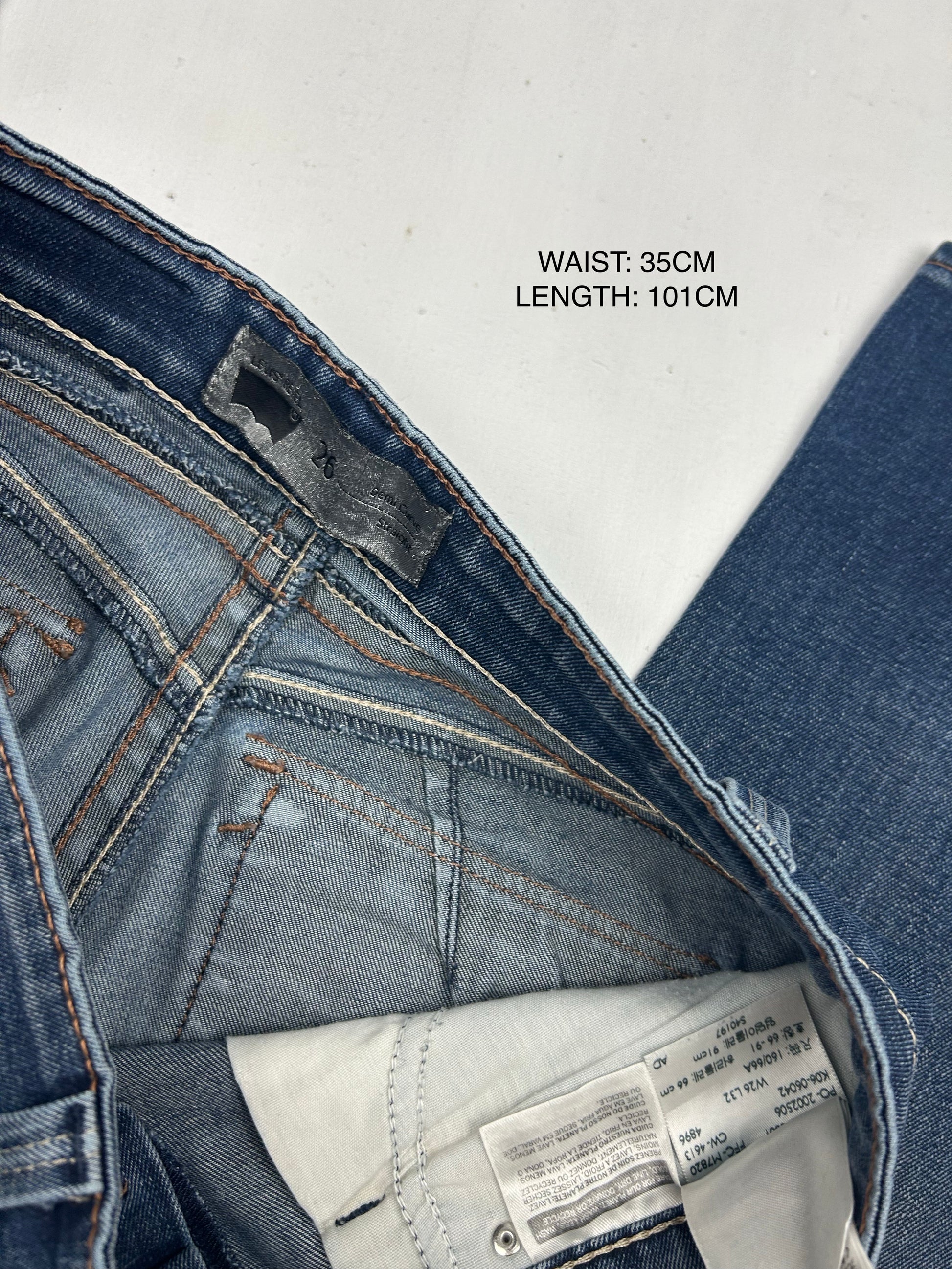 Navy blue low rise straight legs pants (S)