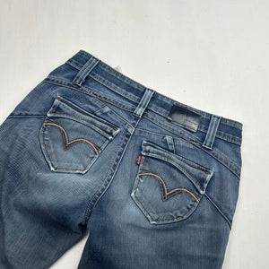 Navy blue low rise straight legs pants (S)