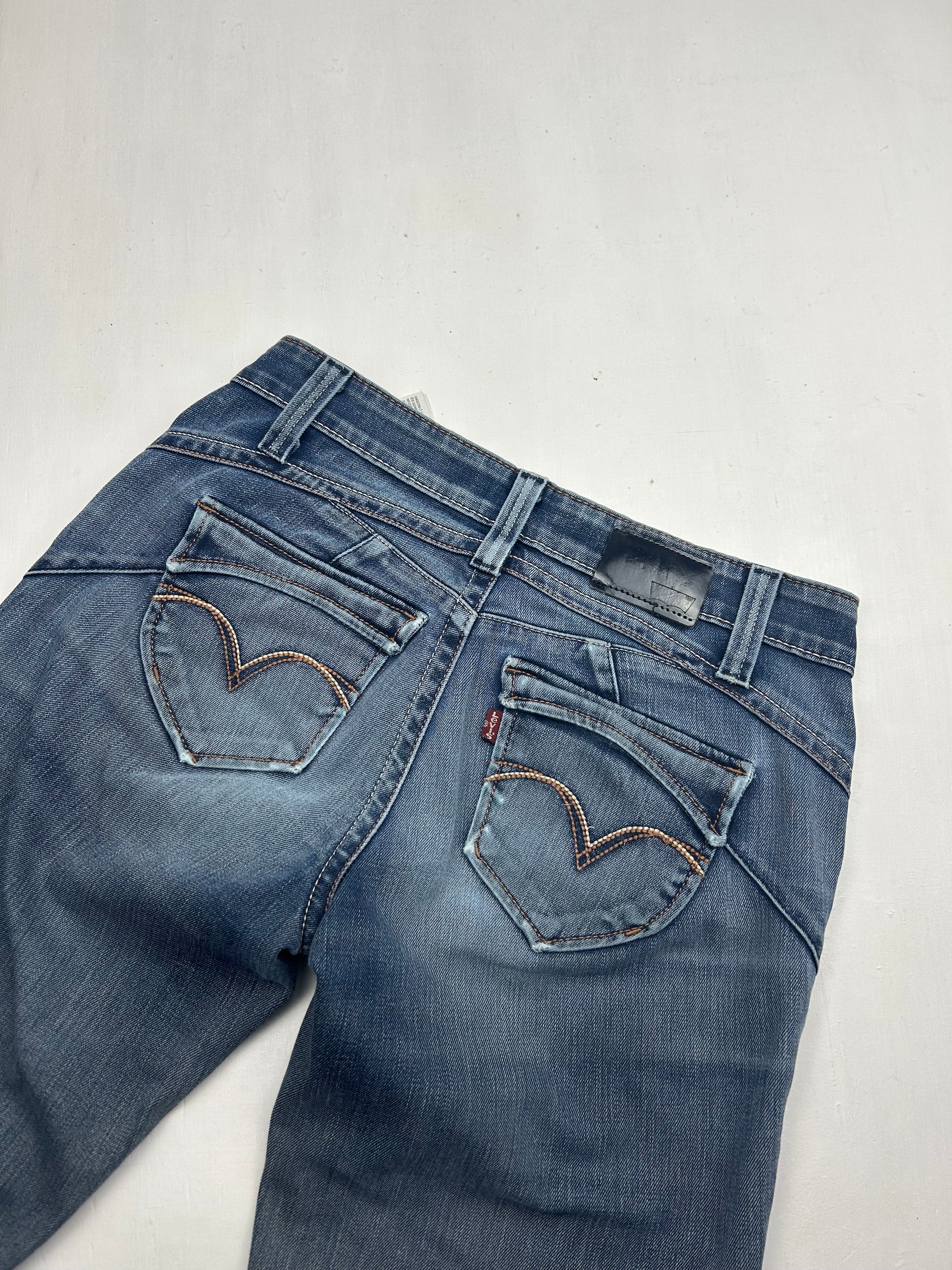 Navy blue low rise straight legs pants (S)