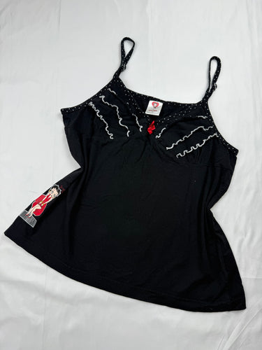 Black cotton logo cami top (XL)