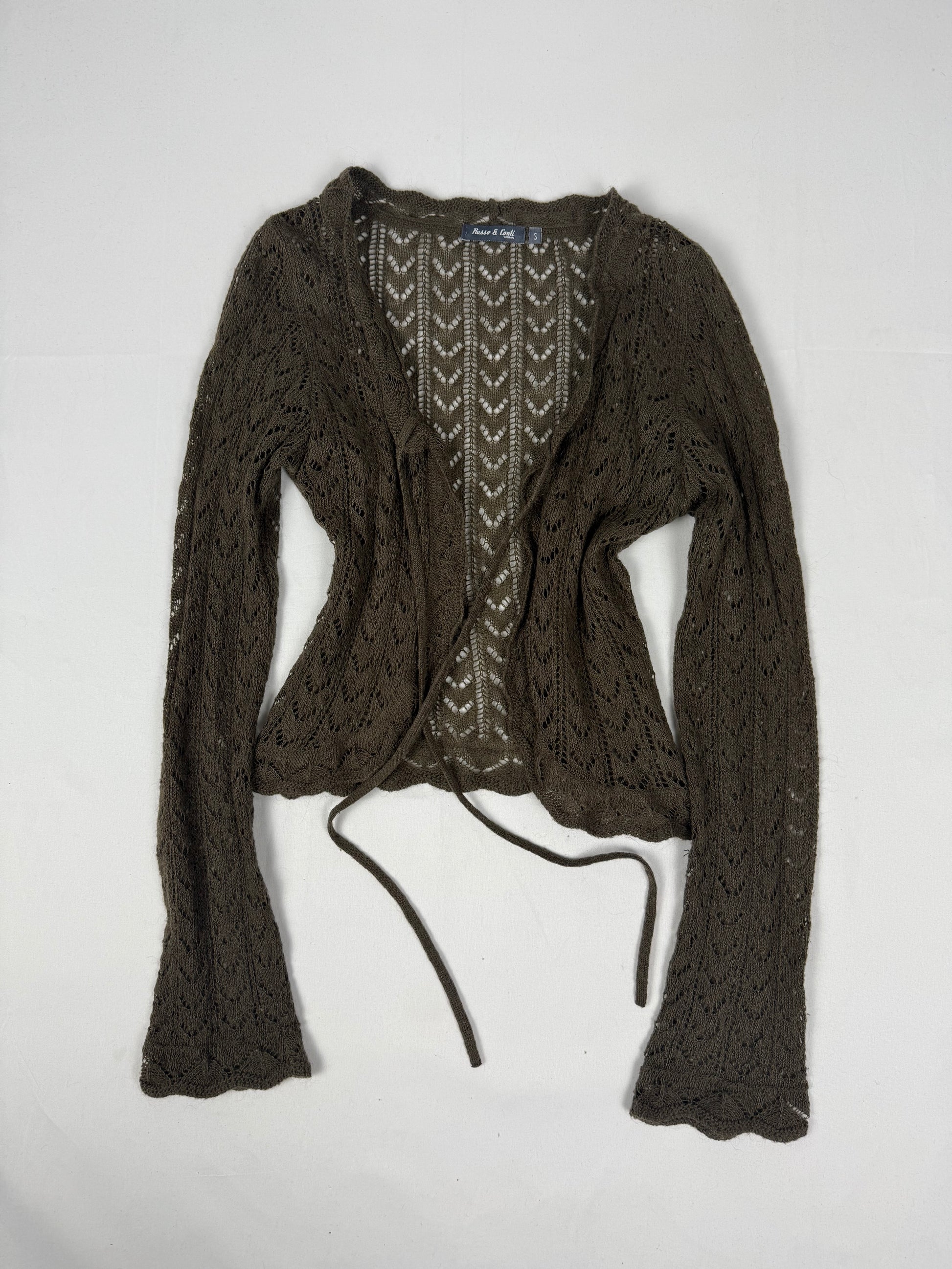 Khaki crochet bolero jumper (S)