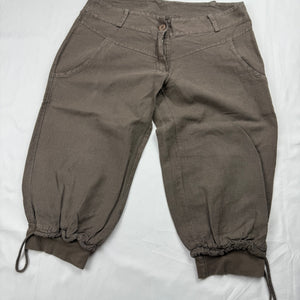 Khaki low rise utility linen capri pants (S)