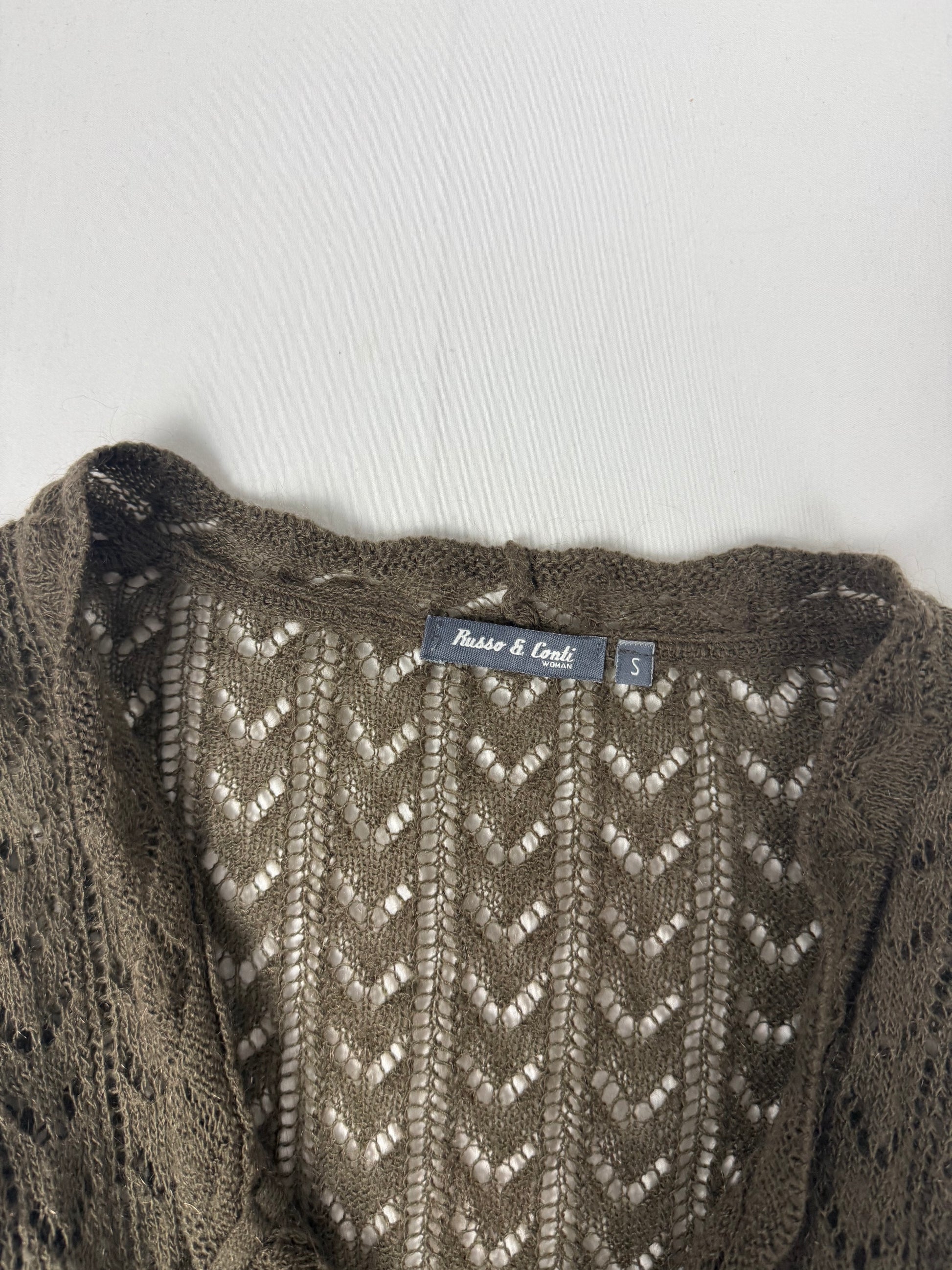 Khaki crochet bolero jumper (S)