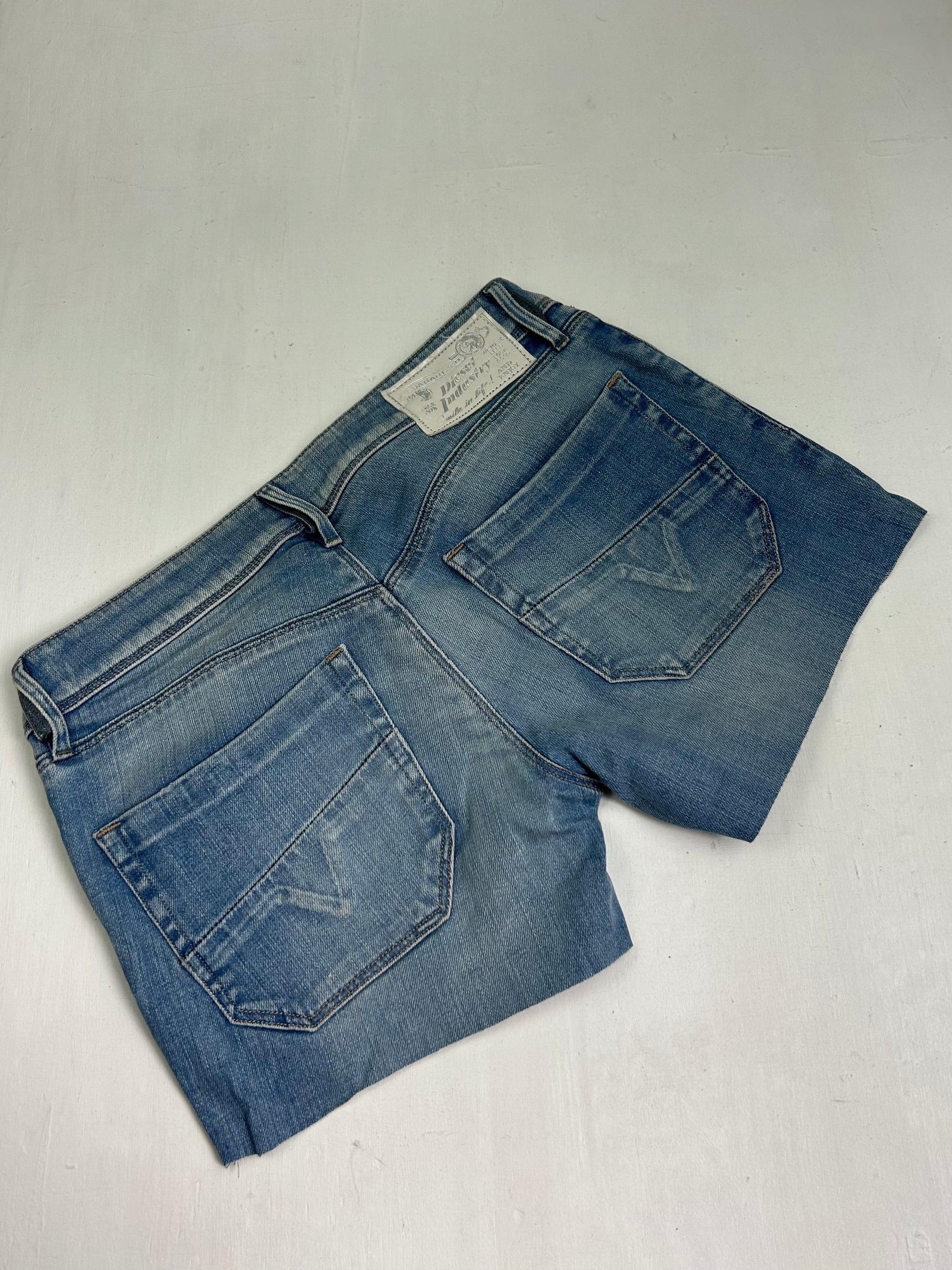 Blue denim low rise mini short (S)