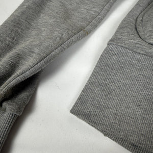 Grey cotton real fur zip up tight fit hooded jacket (S)