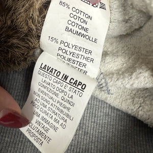 Grey cotton real fur zip up tight fit hooded jacket (S)