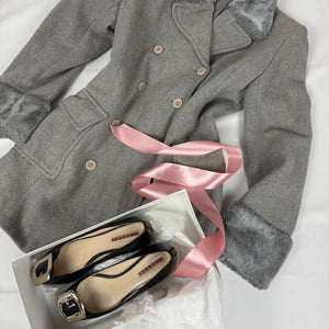 Grey wool & faux fur winter coat (M/L)