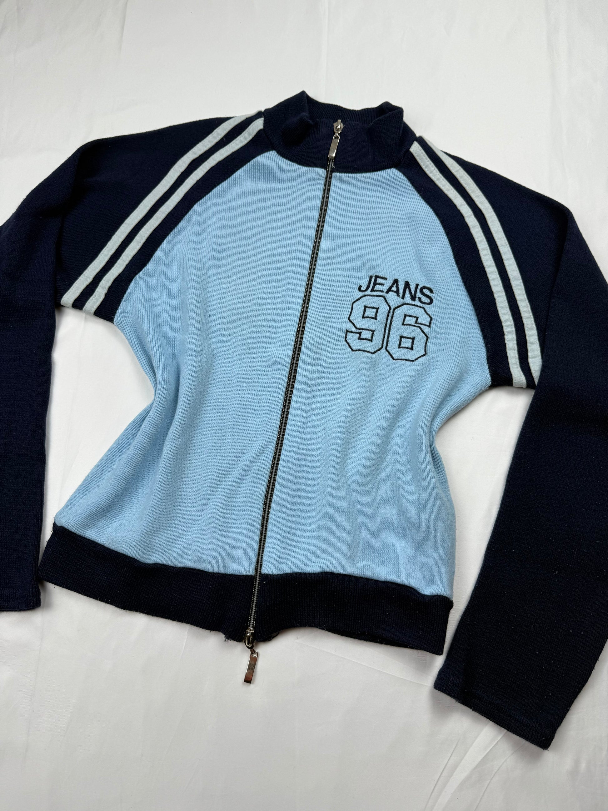 Blue zip up cardigan jumper (M/L)