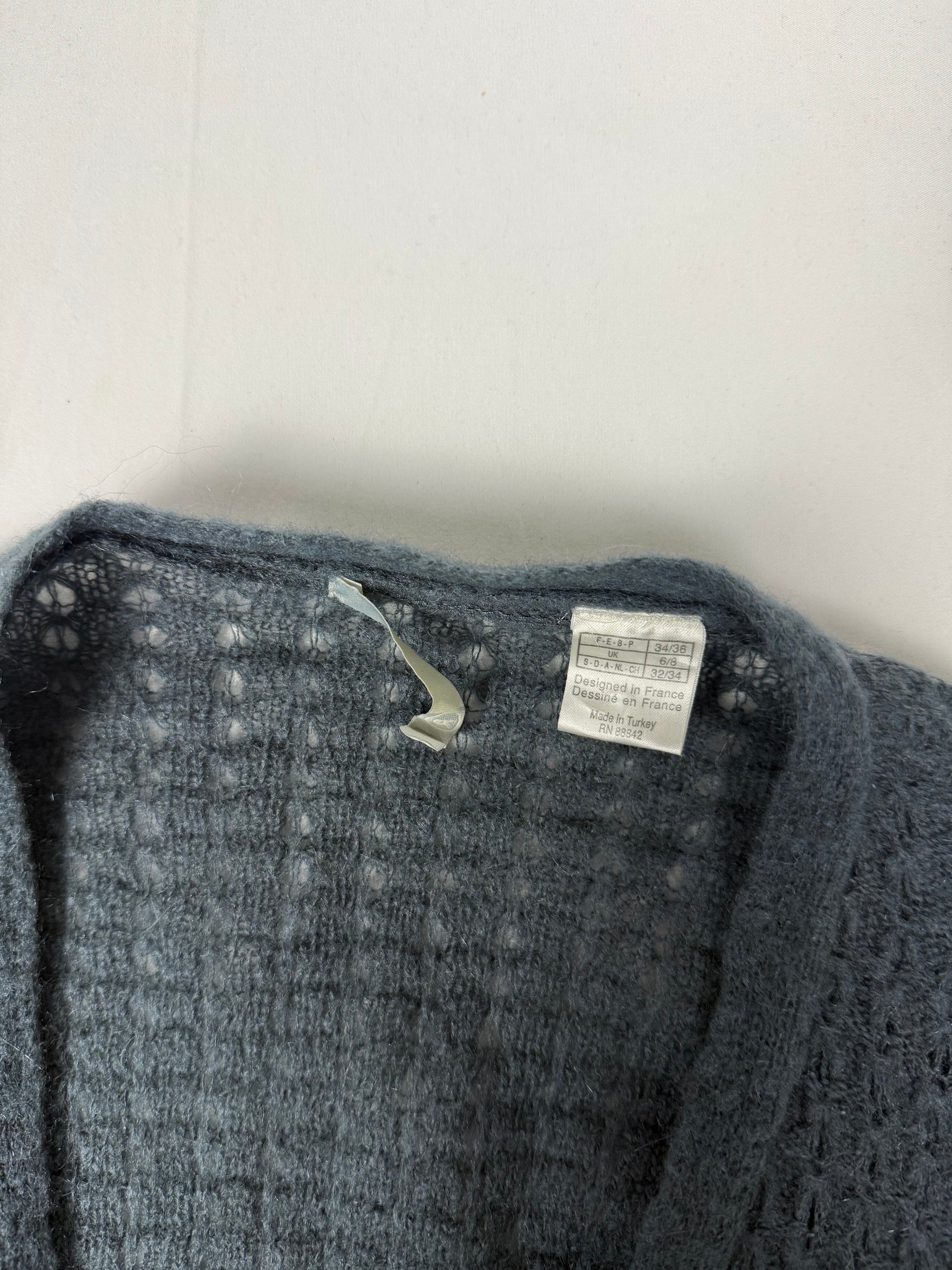 Grey wool & mohair super soft cardigan jumper (XS/S)