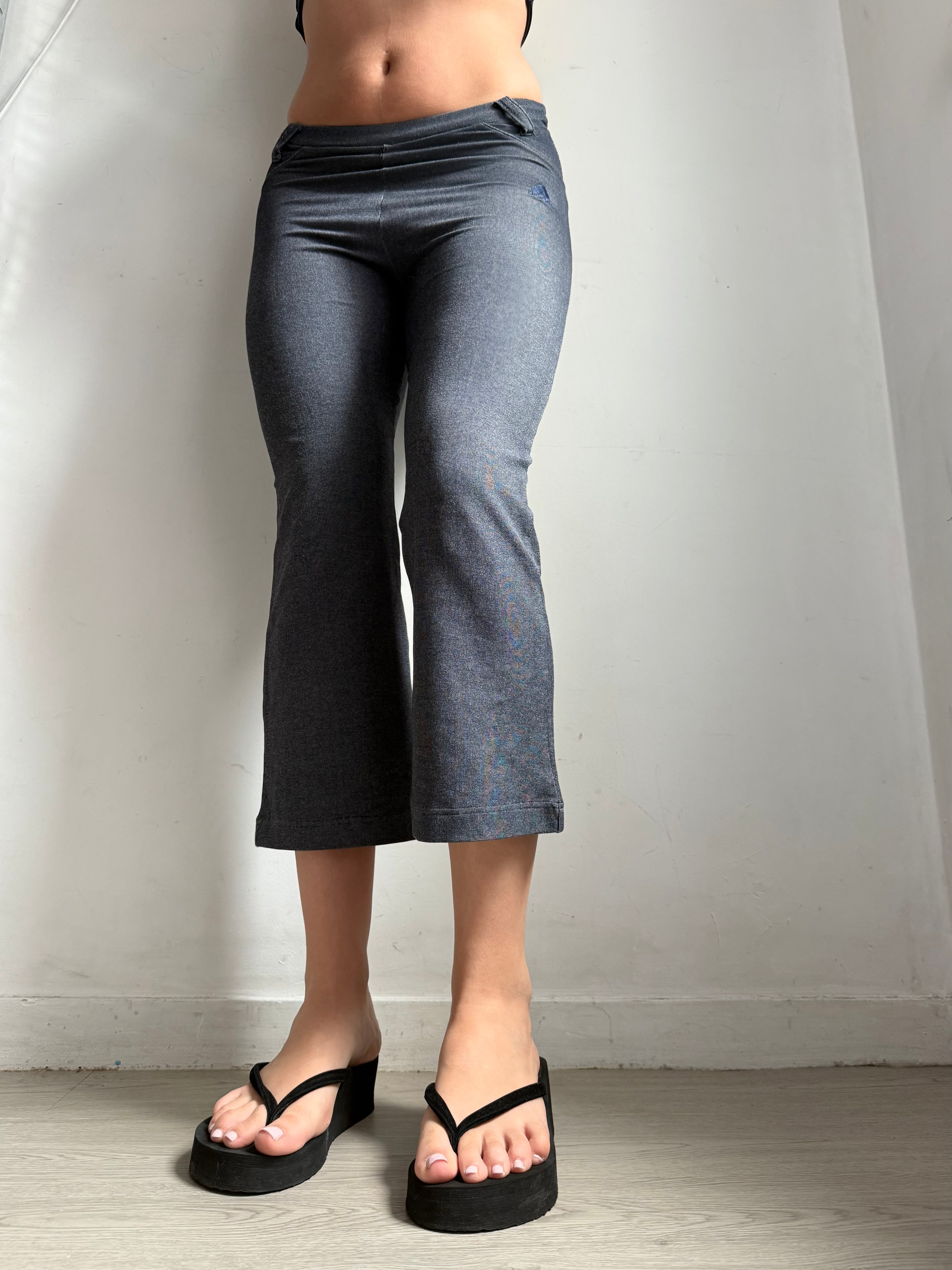 Pantalon droit taille basse en jean noir (XS)