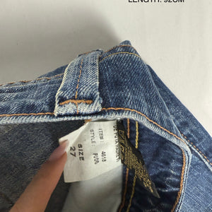 Navy denim low rise straight legs / bootcut pants (XS)