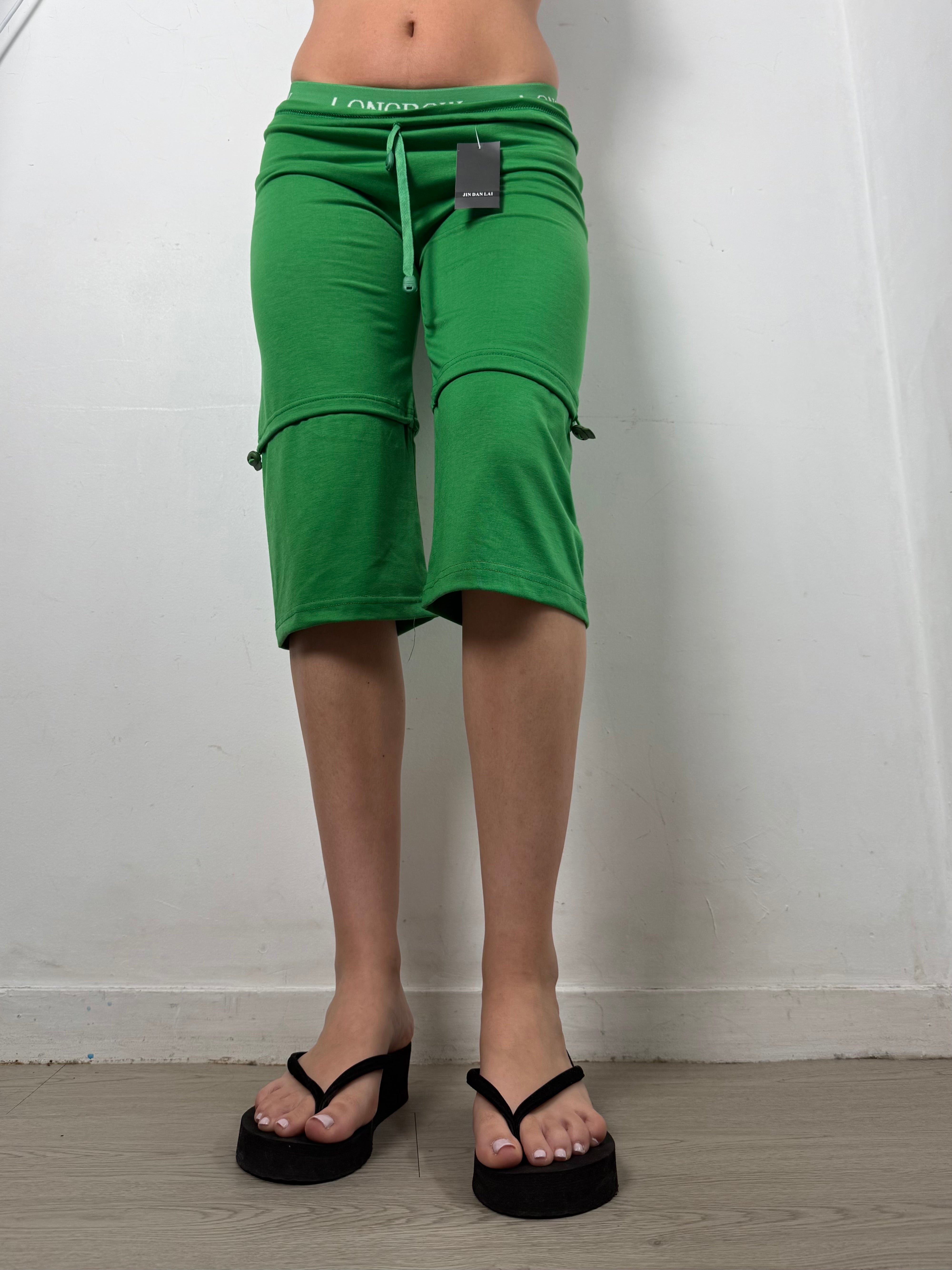Green baggy capri pants (S)