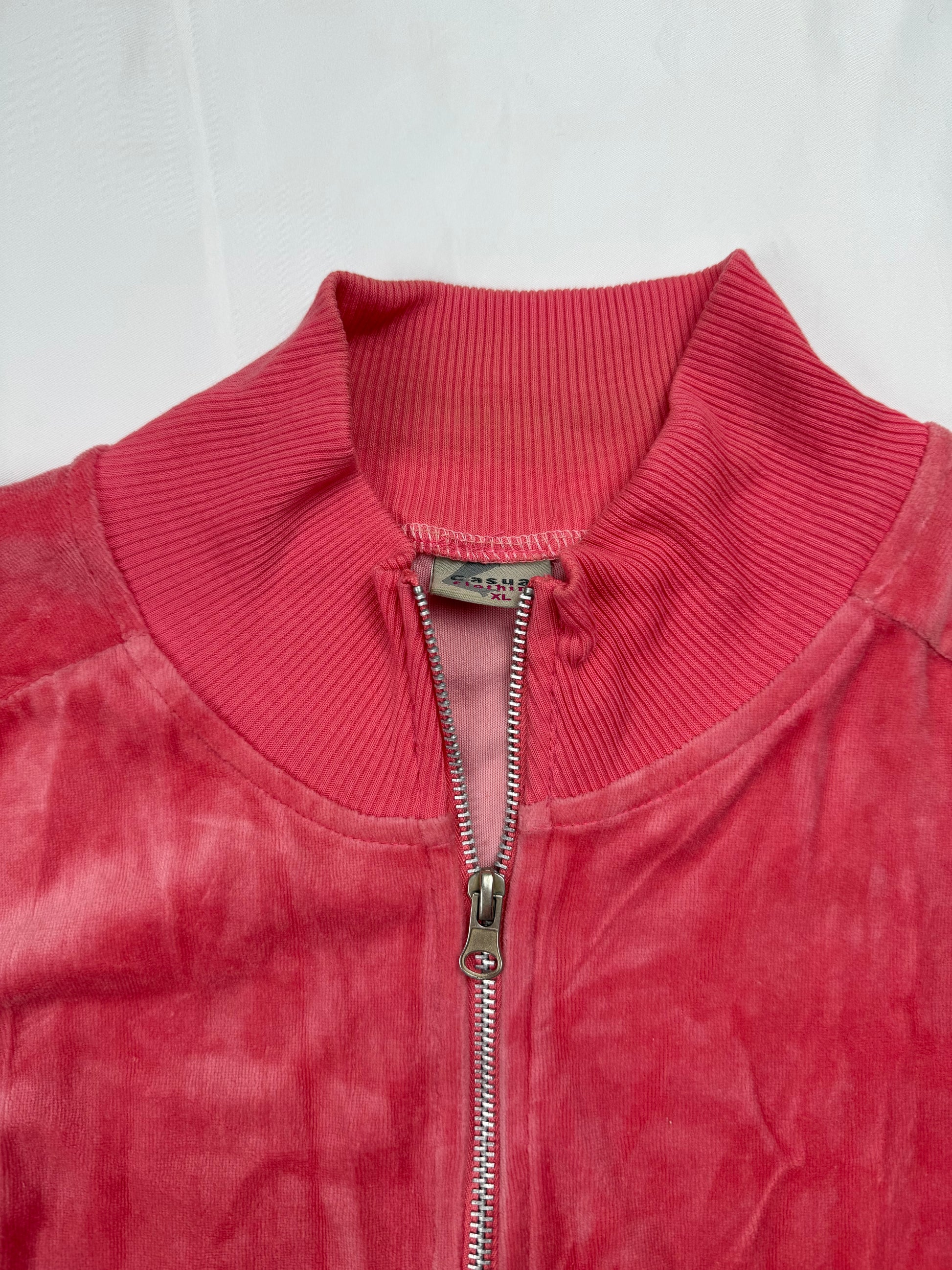 Pink velvet zip up hooded tee (XL)