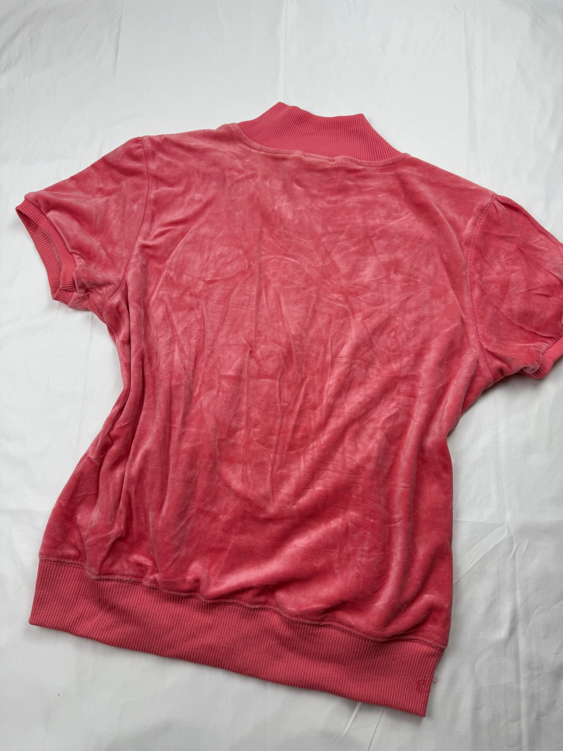 Pink velvet zip up hooded tee (XL)