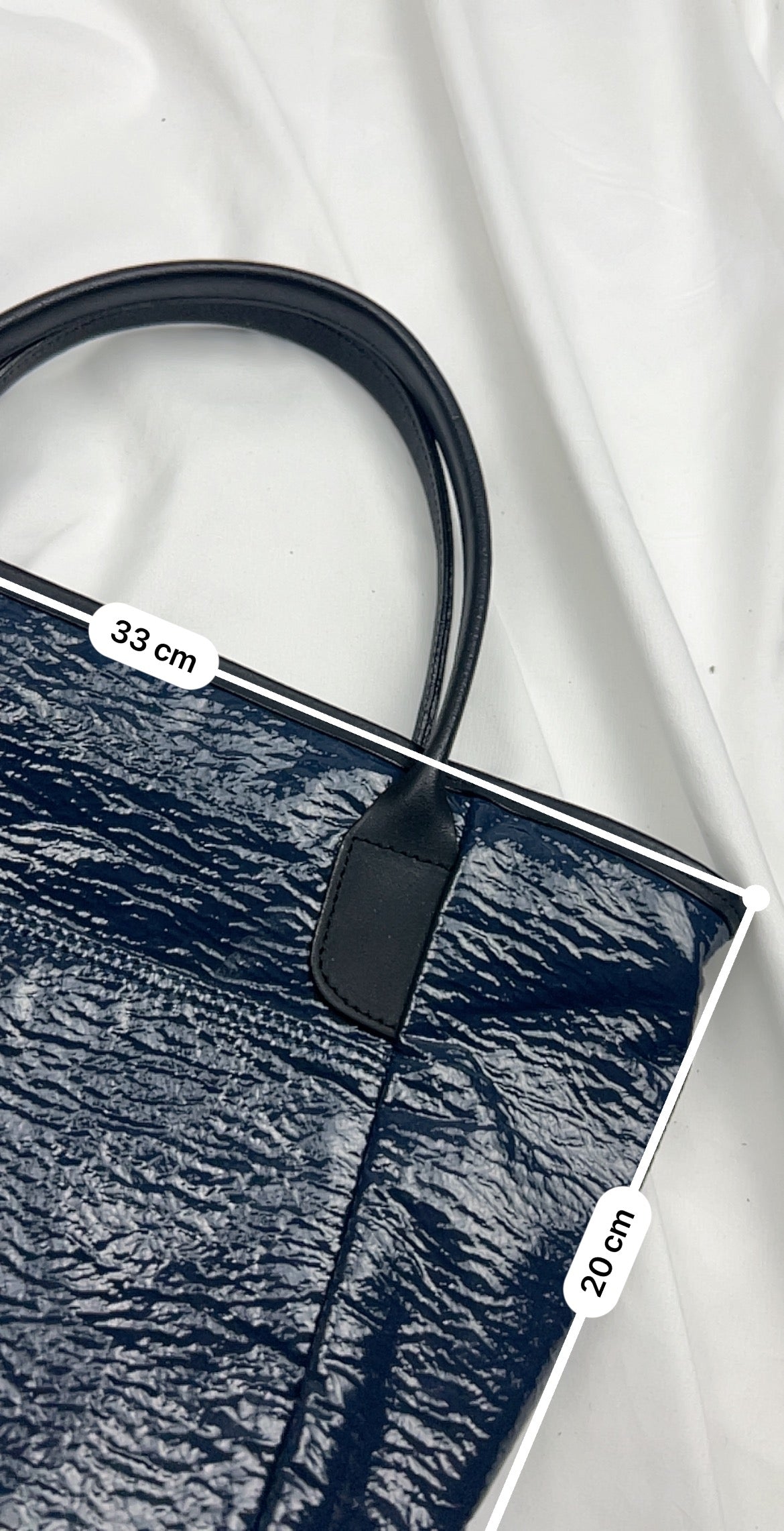 Navy blue pvc leather handbag