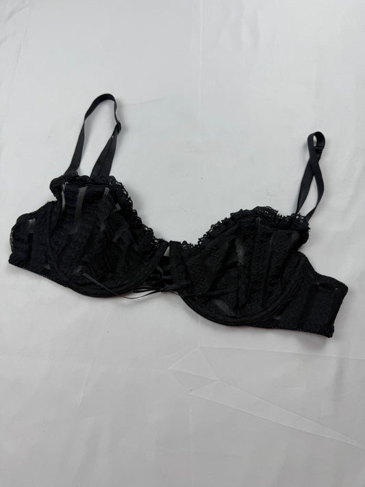 Black mesh striped bra (B cup)