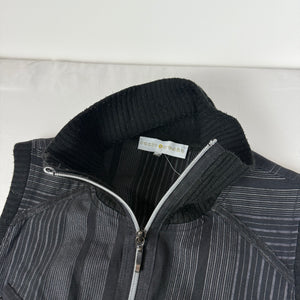 Black striped zip up stretchy tight fit mini dress (M)