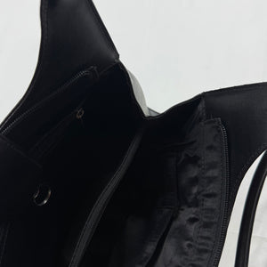 Black leather medium shoulder bag (33x22cm)