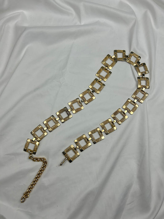 Gold metallic buckles adjustable chain belt