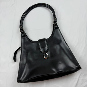 Black leather medium shoulder bag (33x22cm)