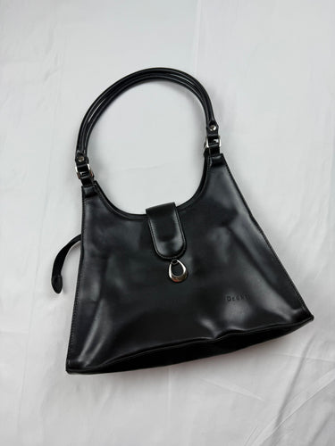 Black leather medium shoulder bag (33x22cm)