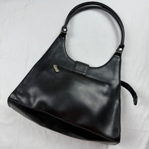 Black leather medium shoulder bag (33x22cm)
