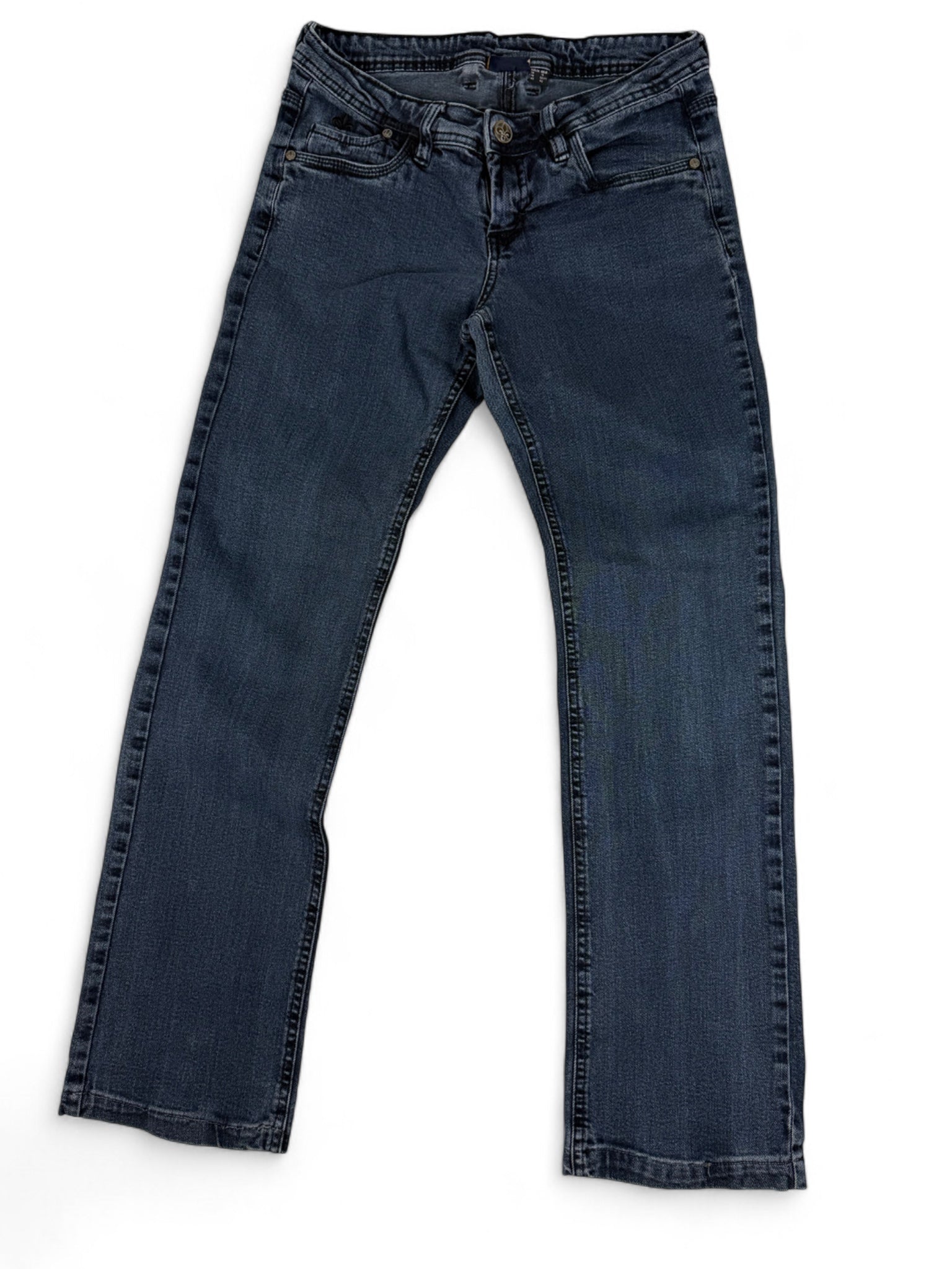 Blue denim stretchy low rise straight legs pants (S/M)