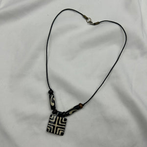 Black pearls boho cord necklace