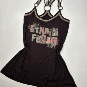 Brown graphic print tank  top (M)