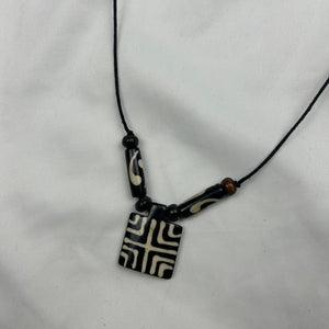 Black pearls boho cord necklace