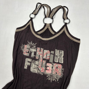 Brown graphic print tank  top (M)