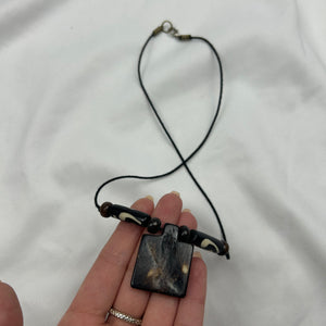 Black pearls boho cord necklace