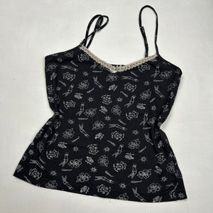 Black graphic print cami  top (XS/S)