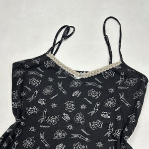 Black graphic print cami  top (XS/S)