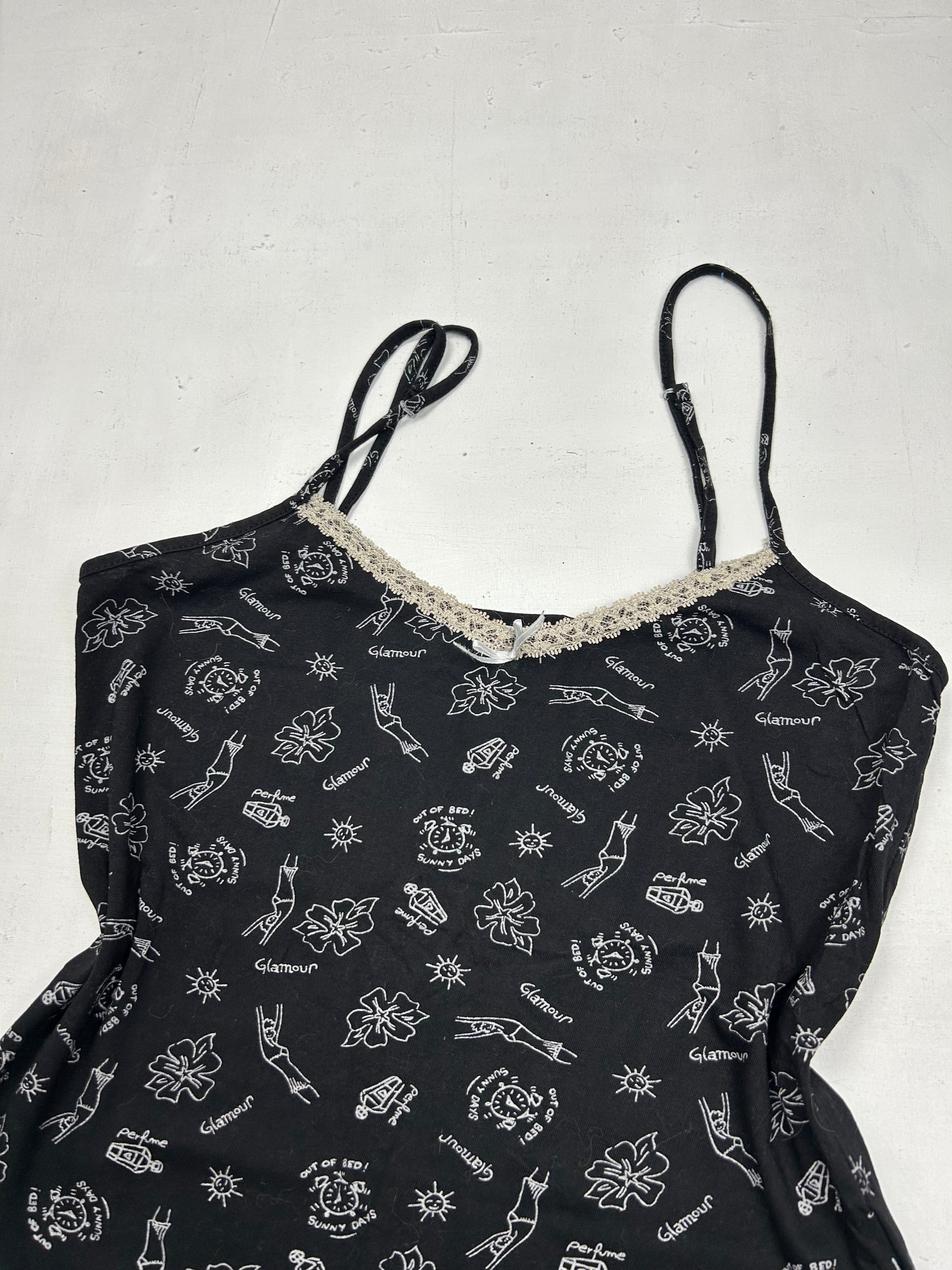 Black graphic print cami  top (XS/S)