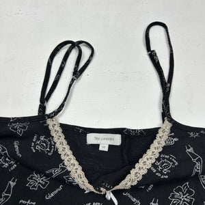 Black graphic print cami  top (XS/S)
