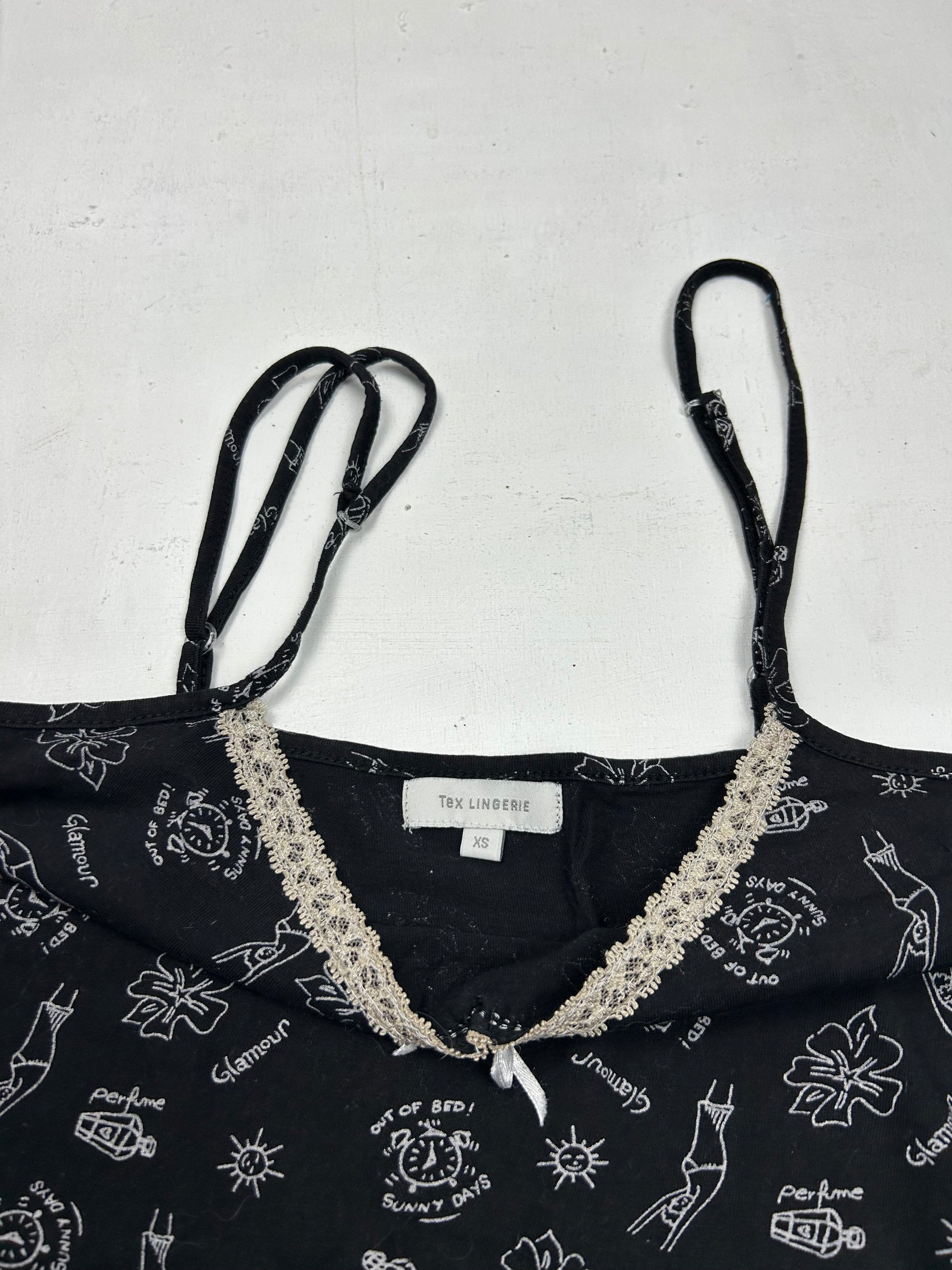 Black graphic print cami  top (XS/S)