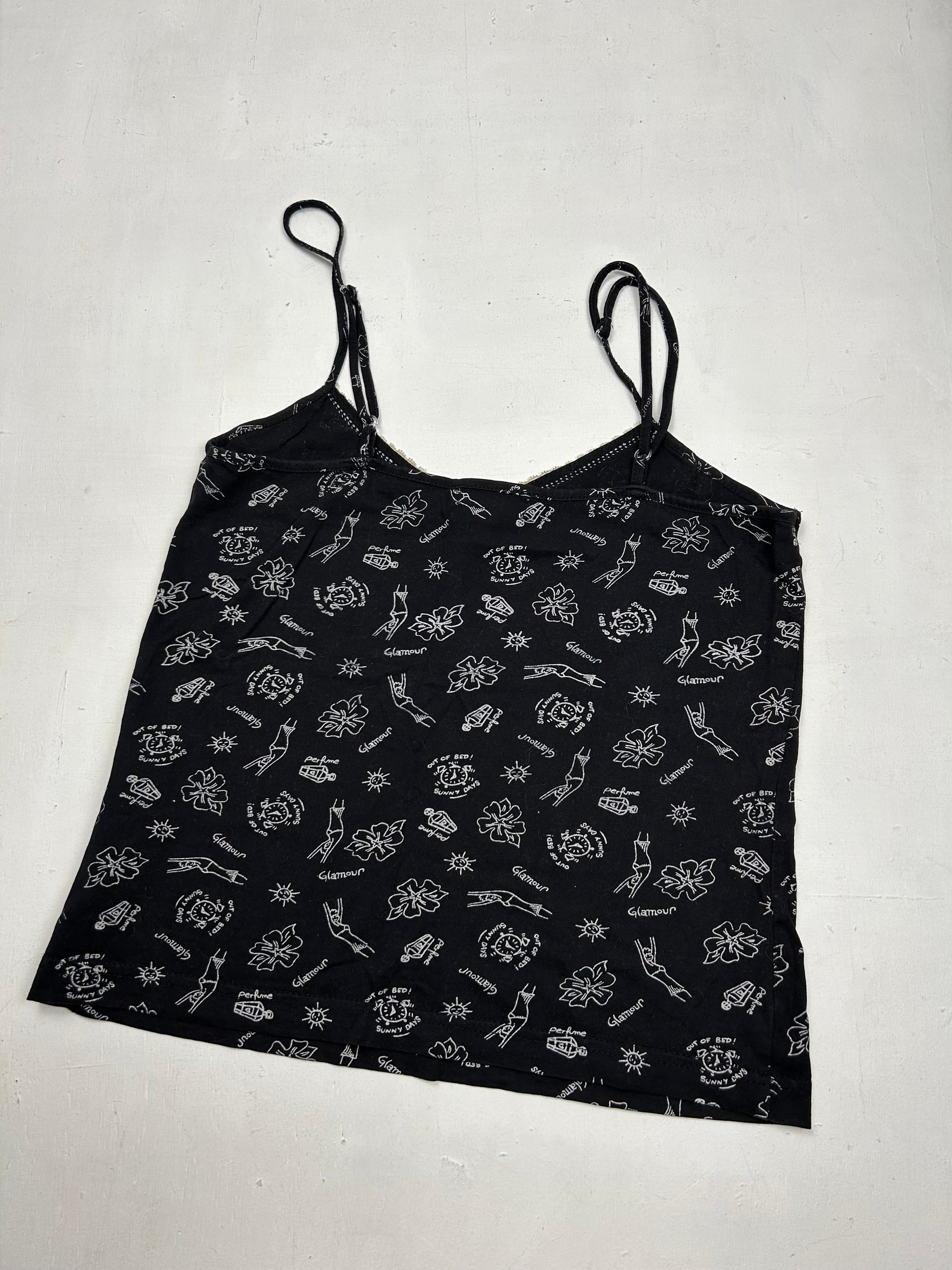 Black graphic print cami  top (XS/S)