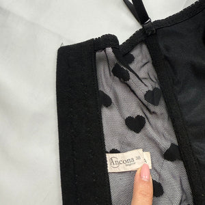 Black mesh embroidered corset top (S)